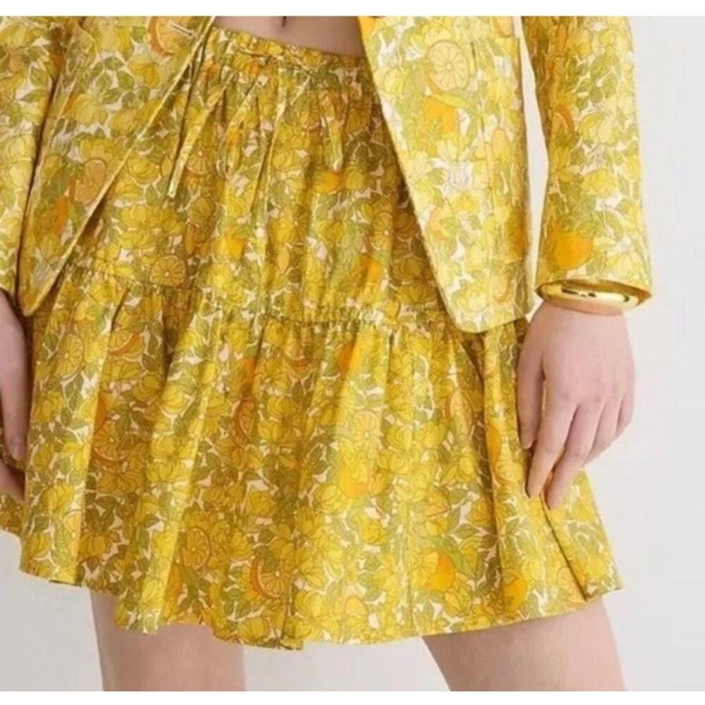 J. Crew Tiered Mini Skirt in Limone Print Size XS